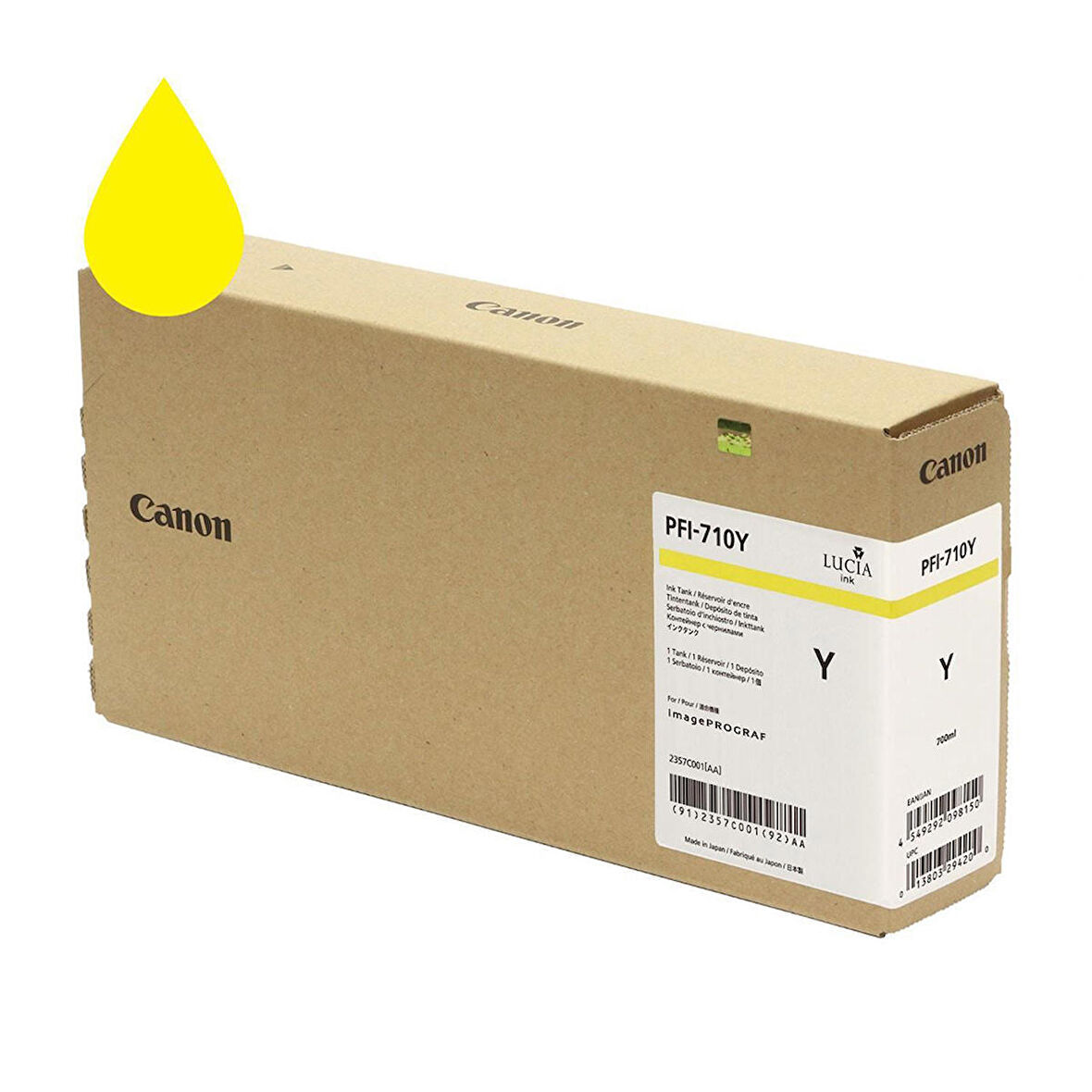 Feyza Bilişim® Canon PFI-710 Y (Yellow) Sarı Plotter Orijinal Mürekkep Kartuş 700 ml. (2357C001)