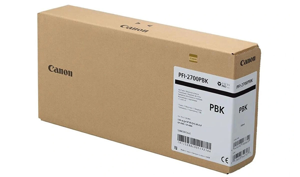 Canon PFI-2700 PBK (Photo Black) Fotoğraf Siyah Orijinal Mürekkep Kartuş 700 ml. (5288C001)