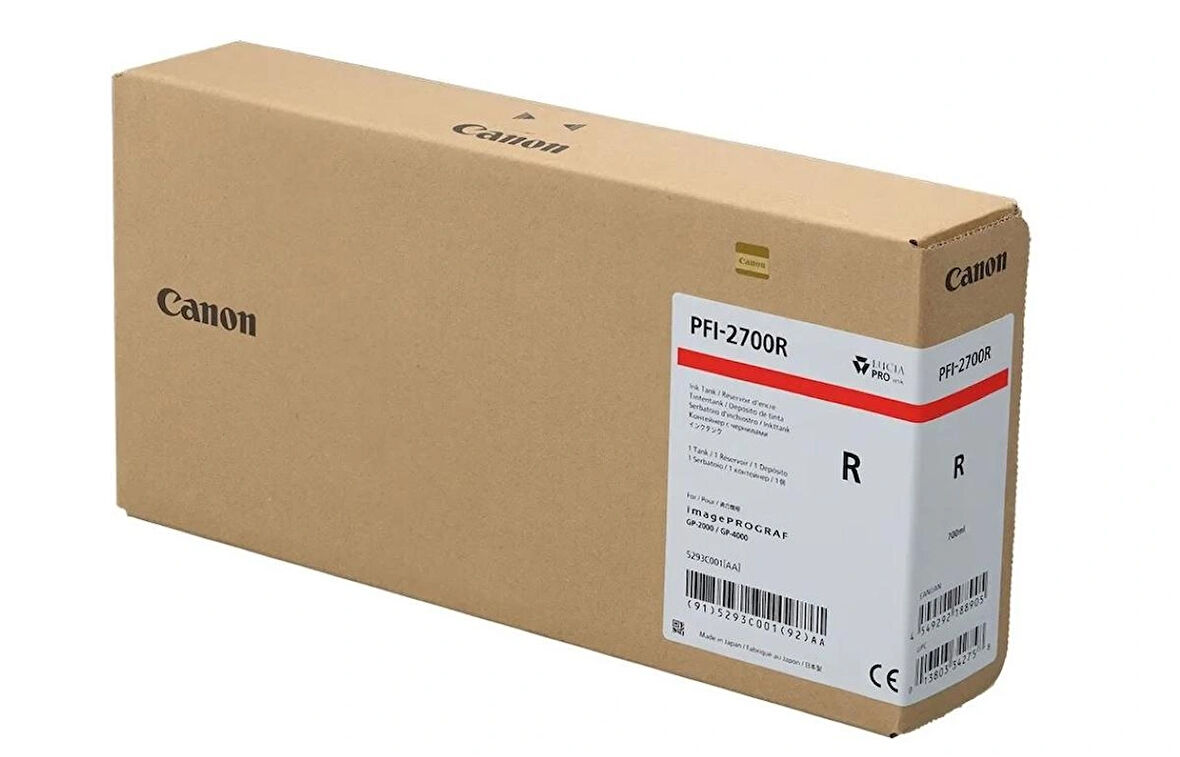 Canon PFI-2700 R (Red) Kırmızı Orijinal Mürekkep Kartuş 700 ml. (5293C001)