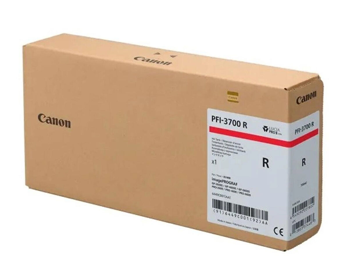 Canon PFI-3700 R (Red) Kırmızı Orijinal Mürekkep Kartuş 700 ml. (6449C001)