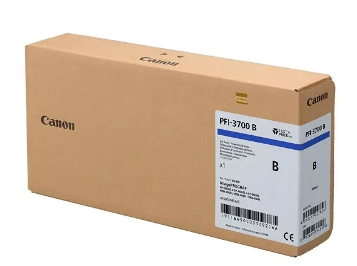 Canon PFI-3700 B (Blue) Mavi Orijinal Mürekkep Kartuş 700 ml. (6450C001)