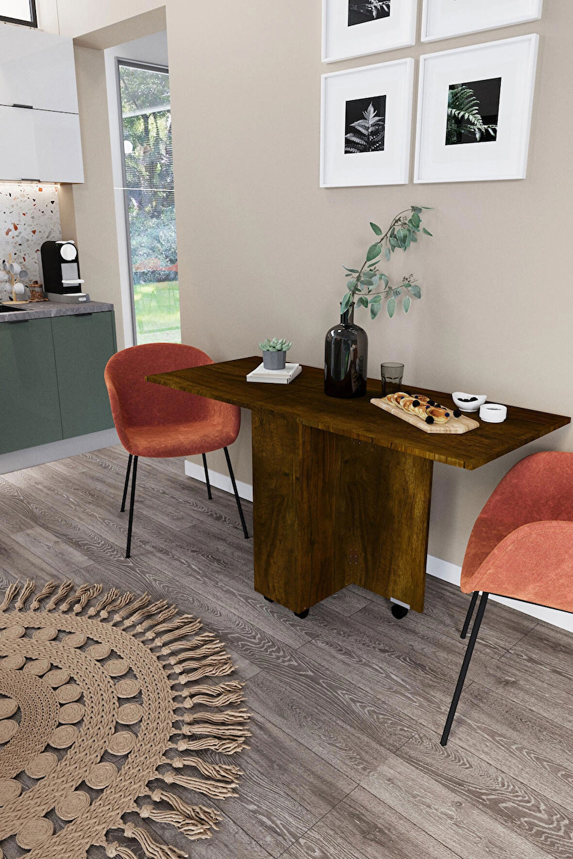 DF01110BR Pratik Katlanır Masa Mutfak ve Yemek Masası