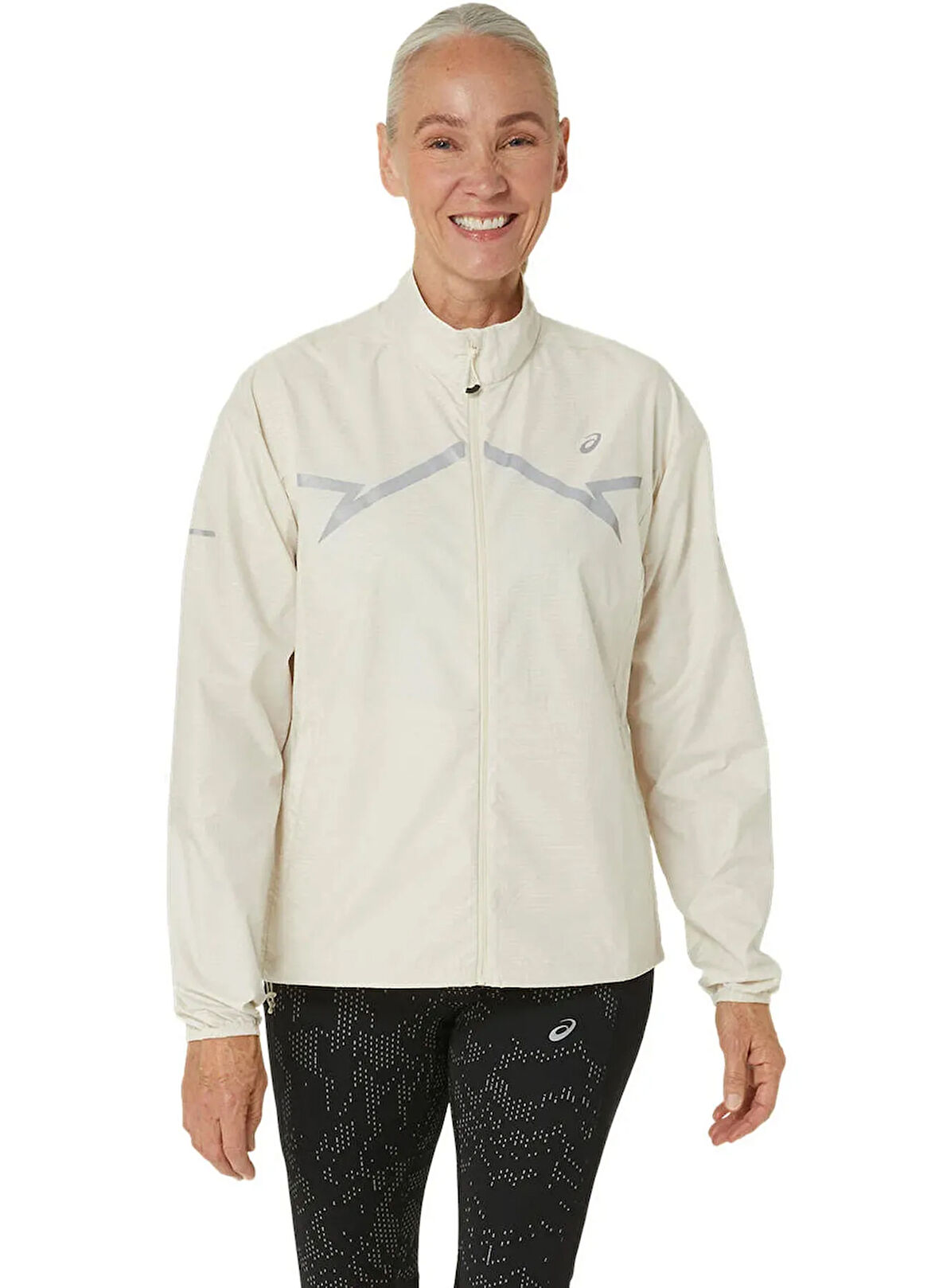 2012C862-200LITE-SHOW JACKET Bej Kadın Hakim Yaka  Regular Fit Desenli Zip Ceket