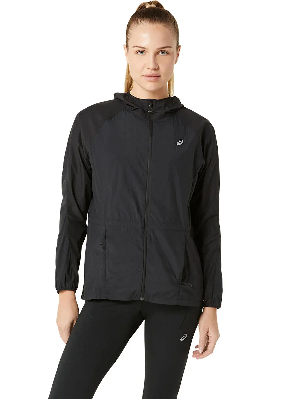 2012D076-001 ROAD PACKABLE JACKET Siyah Kadın Kapüşon Yaka Normal Kalıp  Rüzgarlık