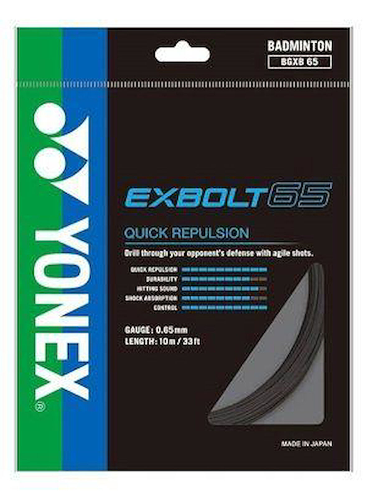 Yonex Exbolt 65 Badminton Kordajı 0.65 mm 10 Metre Siyah