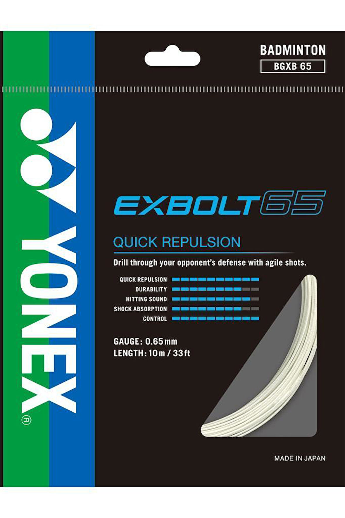 Yonex Exbolt 65 Badminton Kordajı 0.65 mm 10 Metre Beyaz