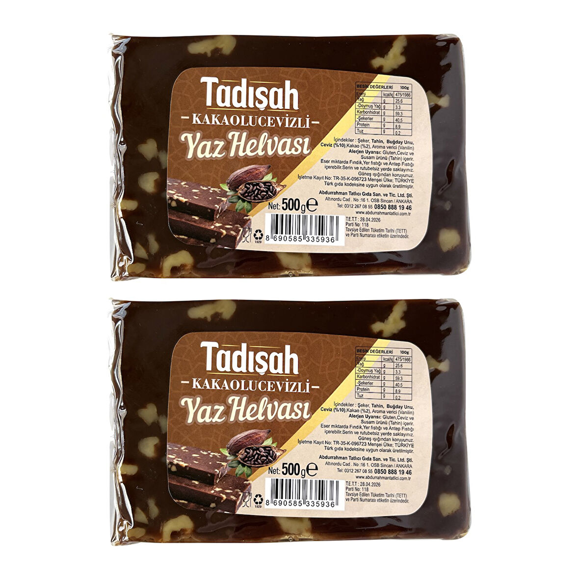 Abdurrahman Tatlıcı Tadışah Yaz Helvası Kak.Cevizli 500 gr 2 li