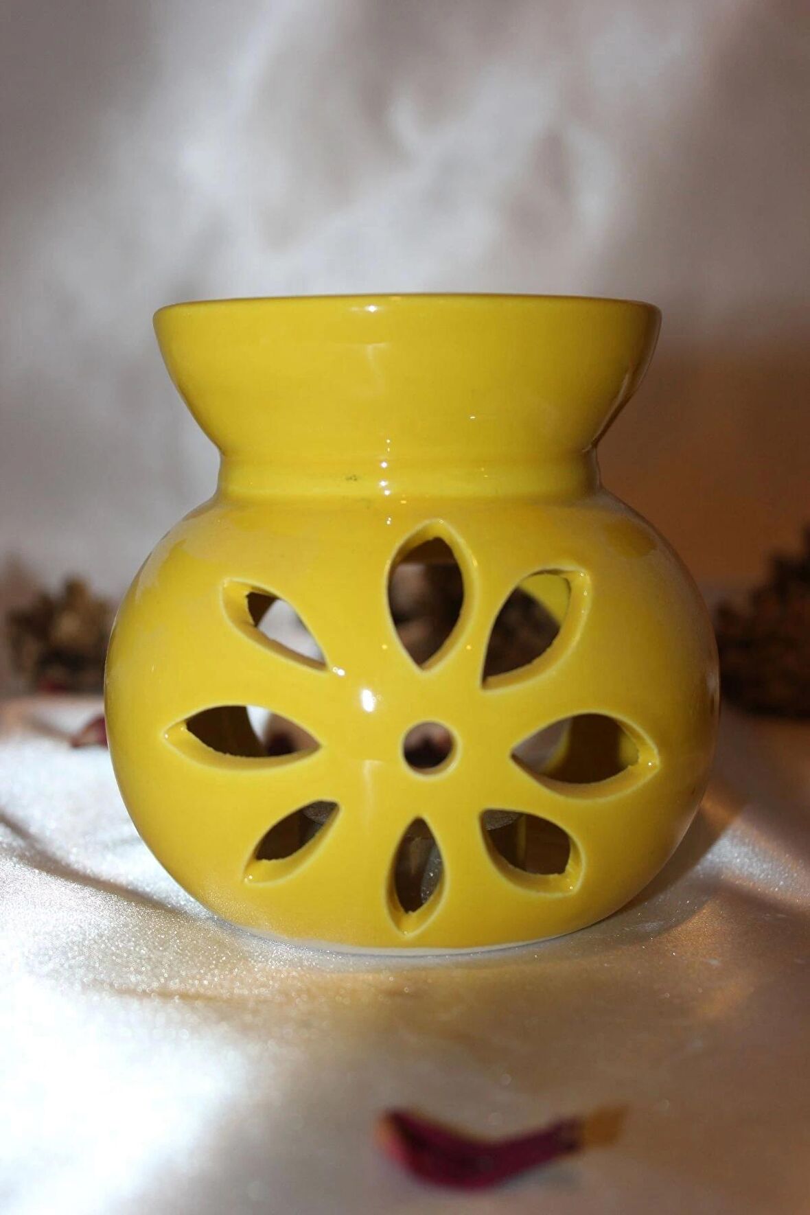 Buhardanlık Ebru Boyama Lotus Çiçeği Seramik Buhurdanlık Hand Made El İşi 13