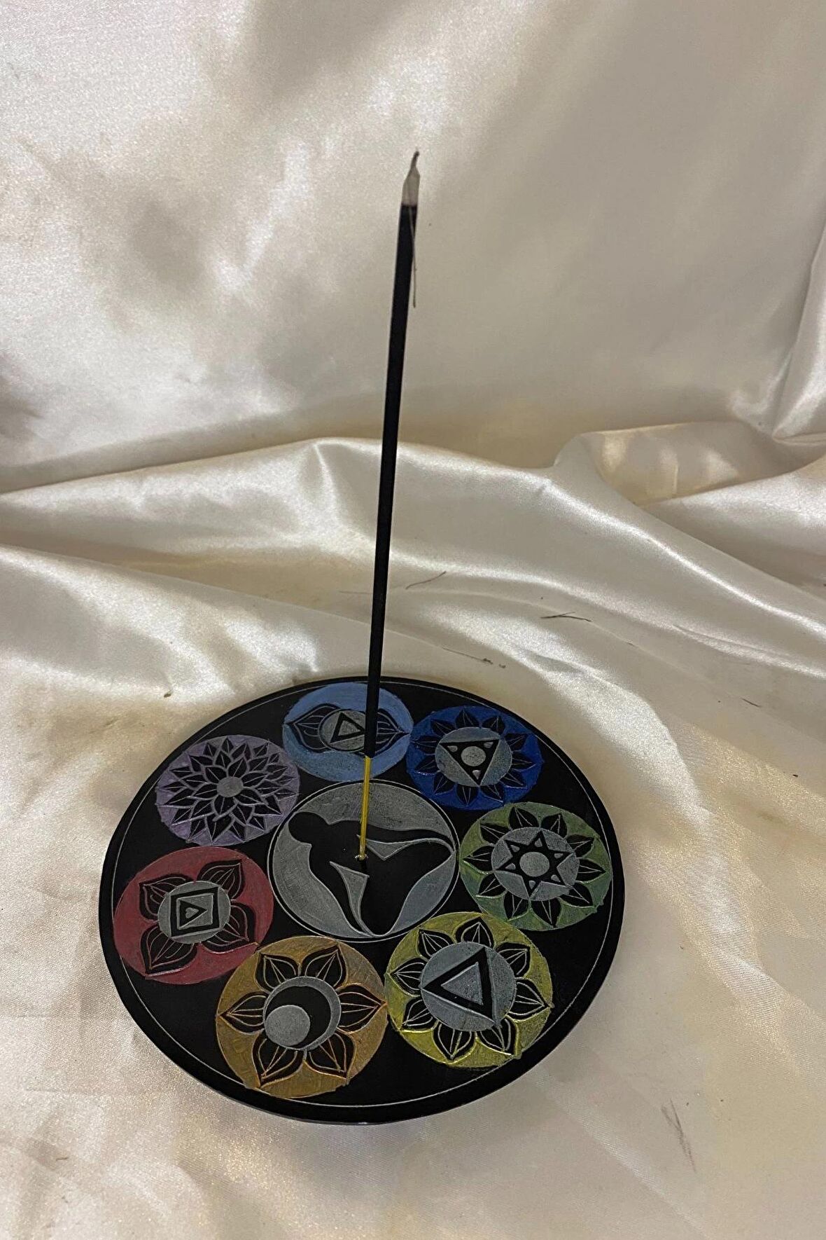 Yedi Çakra 7 Çakra Hand Made El İşi Feng Shui Ejderha Yılı Doğal Obsidyen Taşı Çubuk Konik Tütsülük