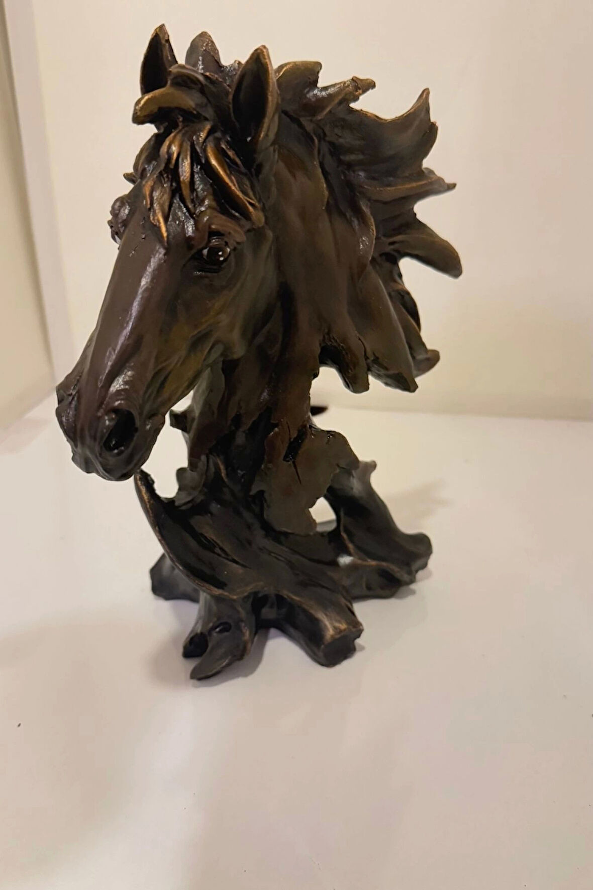 At Kafası Kaideli At Başı Biblo Ahşap Görünümlü El İşi Polyester