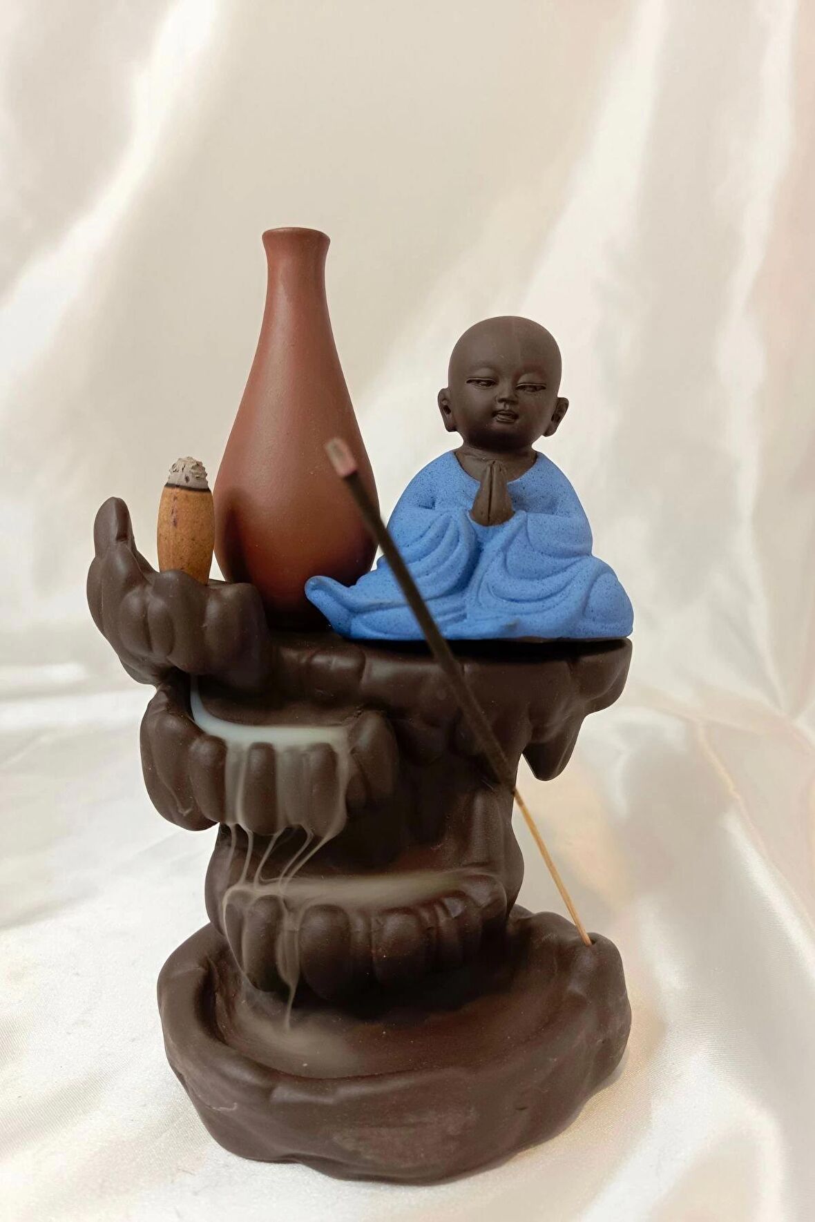 Geri Akış Tütsülük Ters Akış Konik Çubuk Tütsü Seramik Feng Sui Budha Anjali Mudra