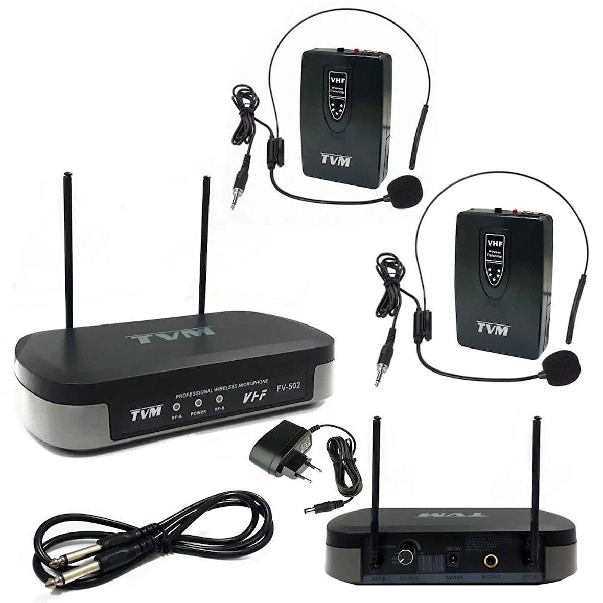 FV-502 Profesyonel VHF Çift Kablosuz Kafa-Headset Mikrofonu