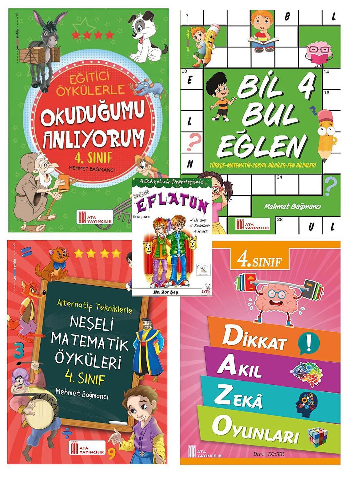 Ata 4.Sınıf Okuduğumu Anlıyorum + Neşeli Matematik Öyküleri + Bil Bul + Dikkat Akıl Zeka Oyunları