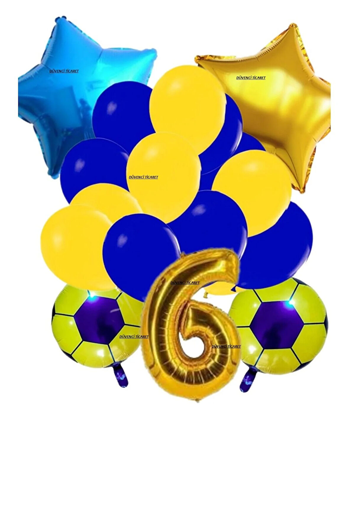 SARI LACİVERT FUTBOL TEMALI BALON YAŞ SET