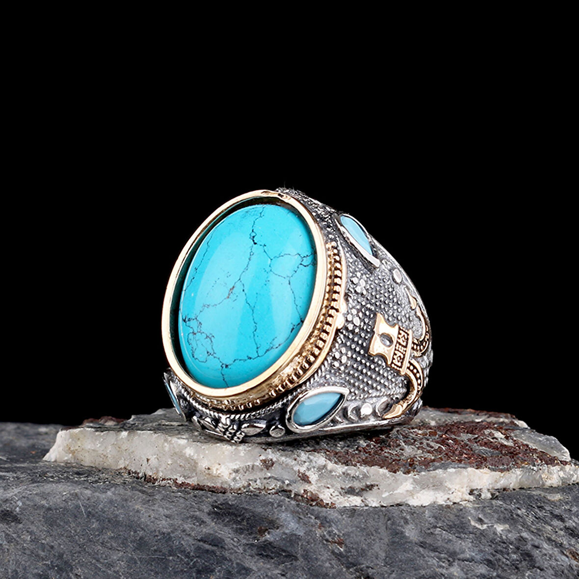 Senin Silver – Şah Duruşu 925 | Oval Taşlı Maskülen Yüzük