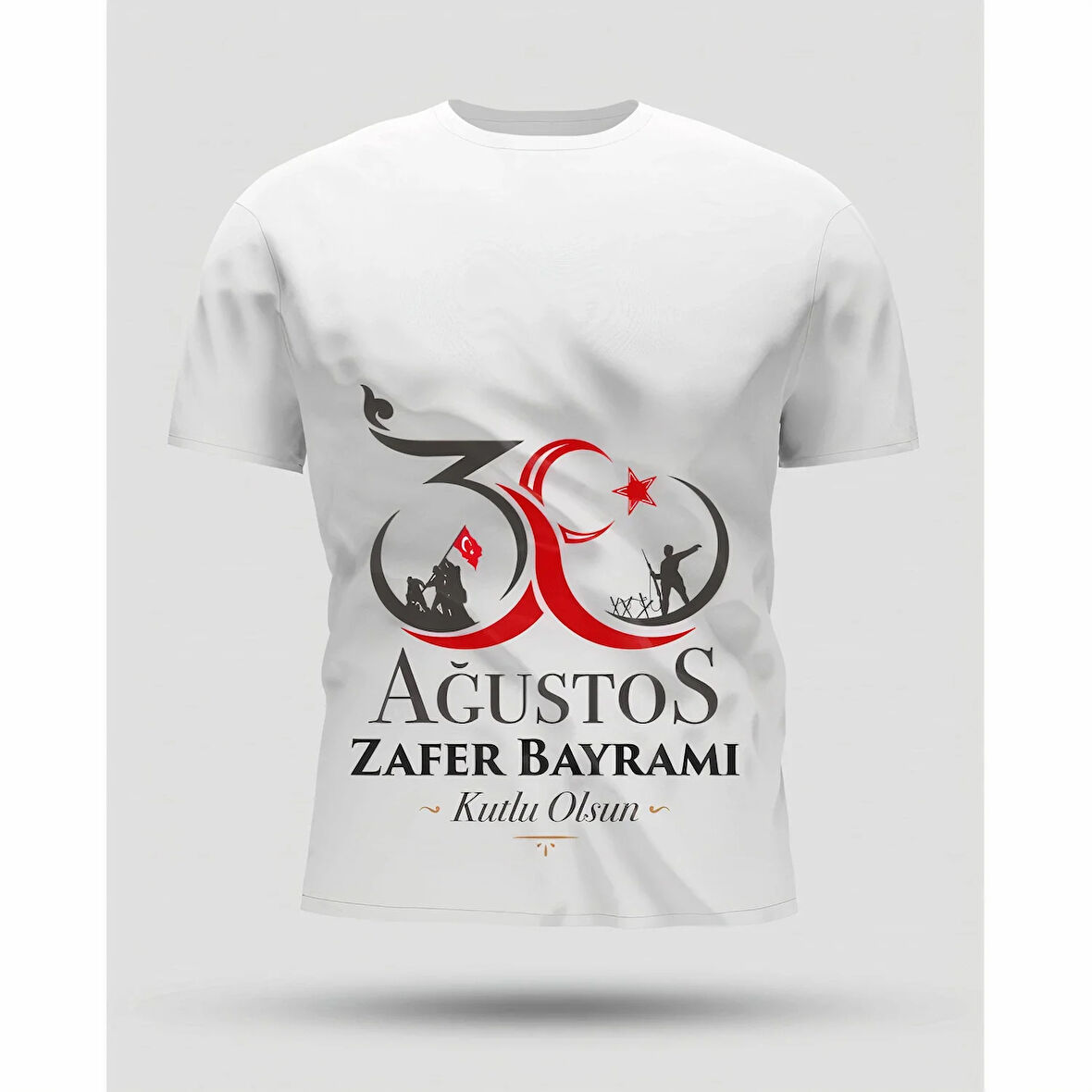30 Ağustos Oversize Baskılı T-shirt - Beyaz