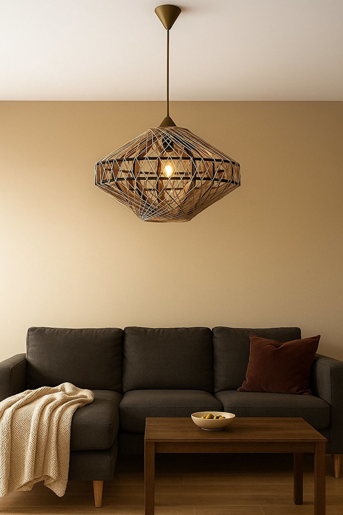 Doğal,El Yapımı Bohem,Rustik,Modern,Jüt,Sarkıt Avize