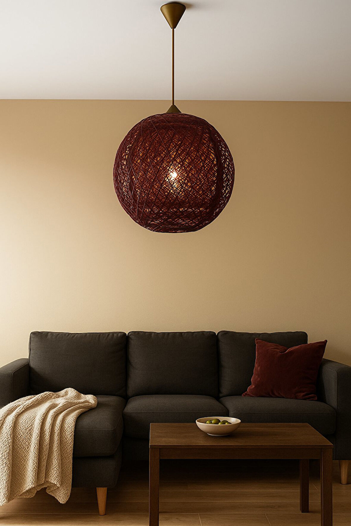 Doğal,Hasır,El Yapımı  Bohem,Rustik,Modern,Jüt,Sarkıt Avize