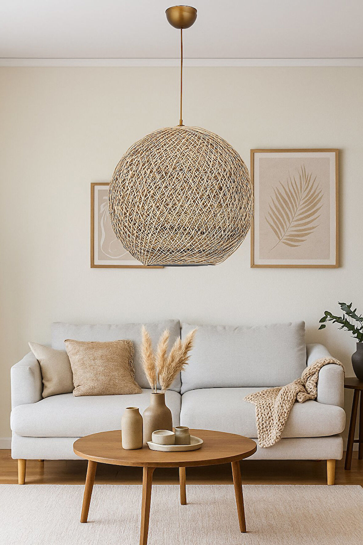 Doğal el yapımı  Bohem-Rustik-Modern-Jüt-Yapımı Sarkıt Avize