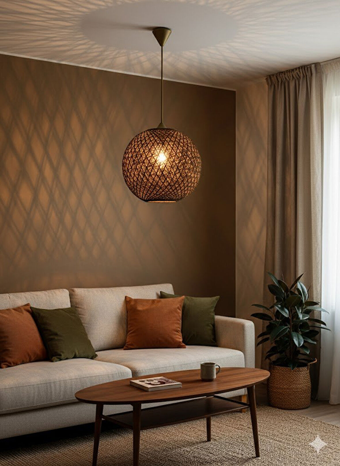 Doğal el yapımı  Bohem-Rustik-Modern-Jüt-Yapımı Sarkıt Avize