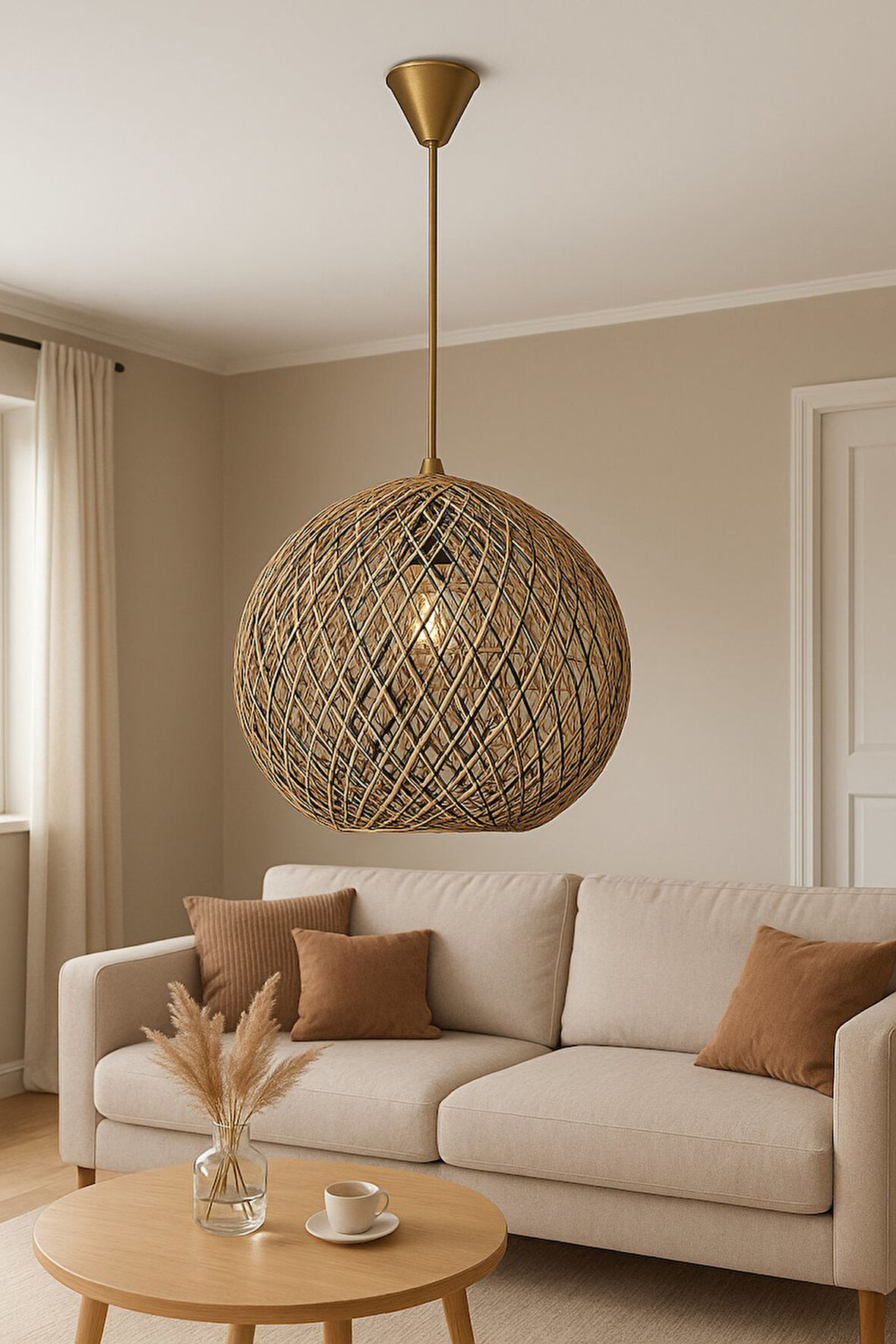 Doğal el yapımı  Bohem-Rustik-Modern-Jüt-Yapımı Sarkıt Avize