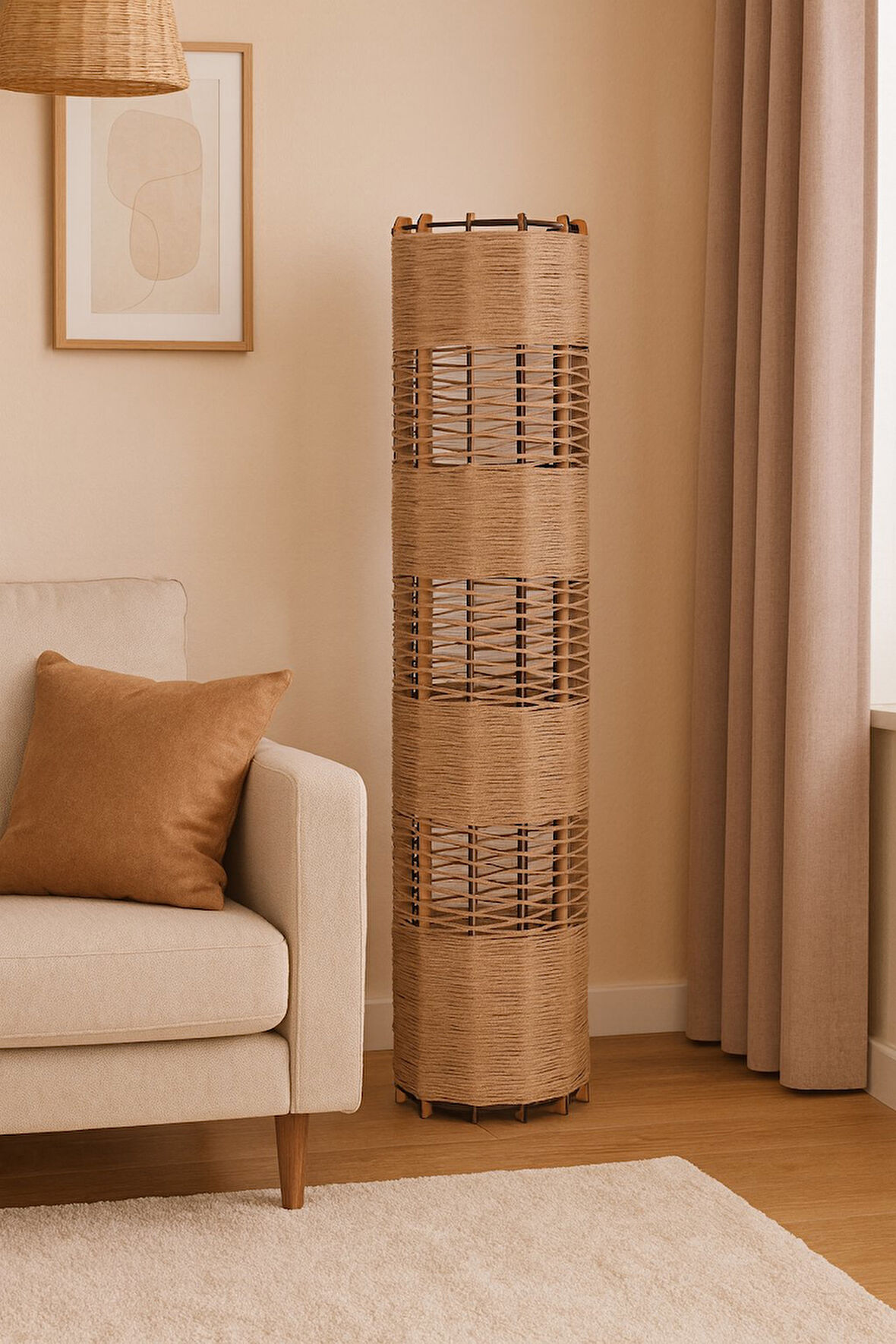 Doğal El Yapımı Lambader Bohem,Ahşap,Modern,Rustik