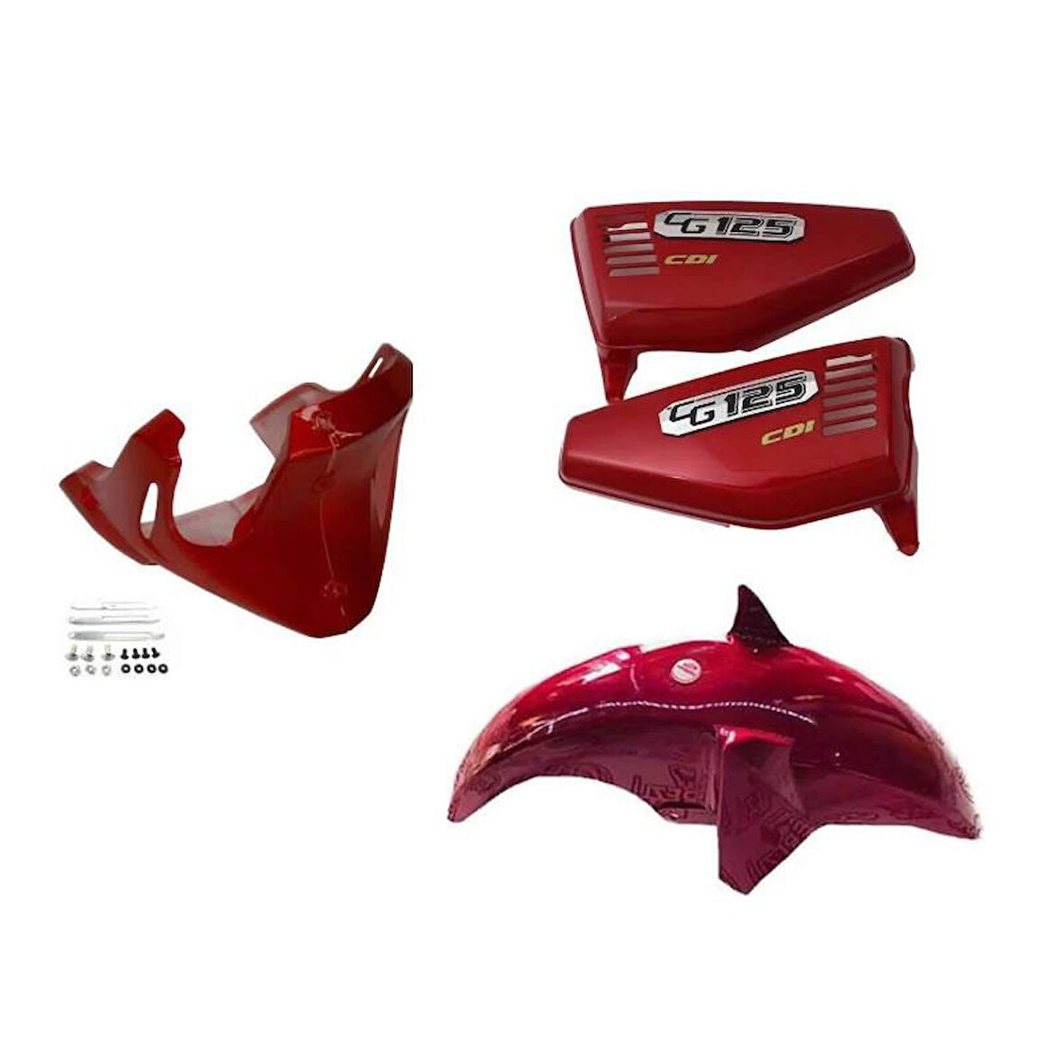 Cg Kırmızı Üçlü Set (Sakal-Çamurluk-Yankapak)