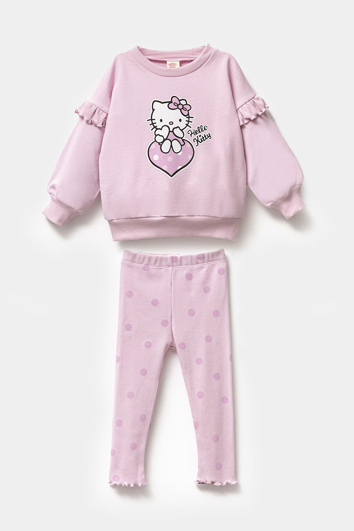 Hello Kitty Uzun Kollu %100 Pamuk Alt Üst Kız Çocuk İkili Taytlı Takım 2-5 Yaş