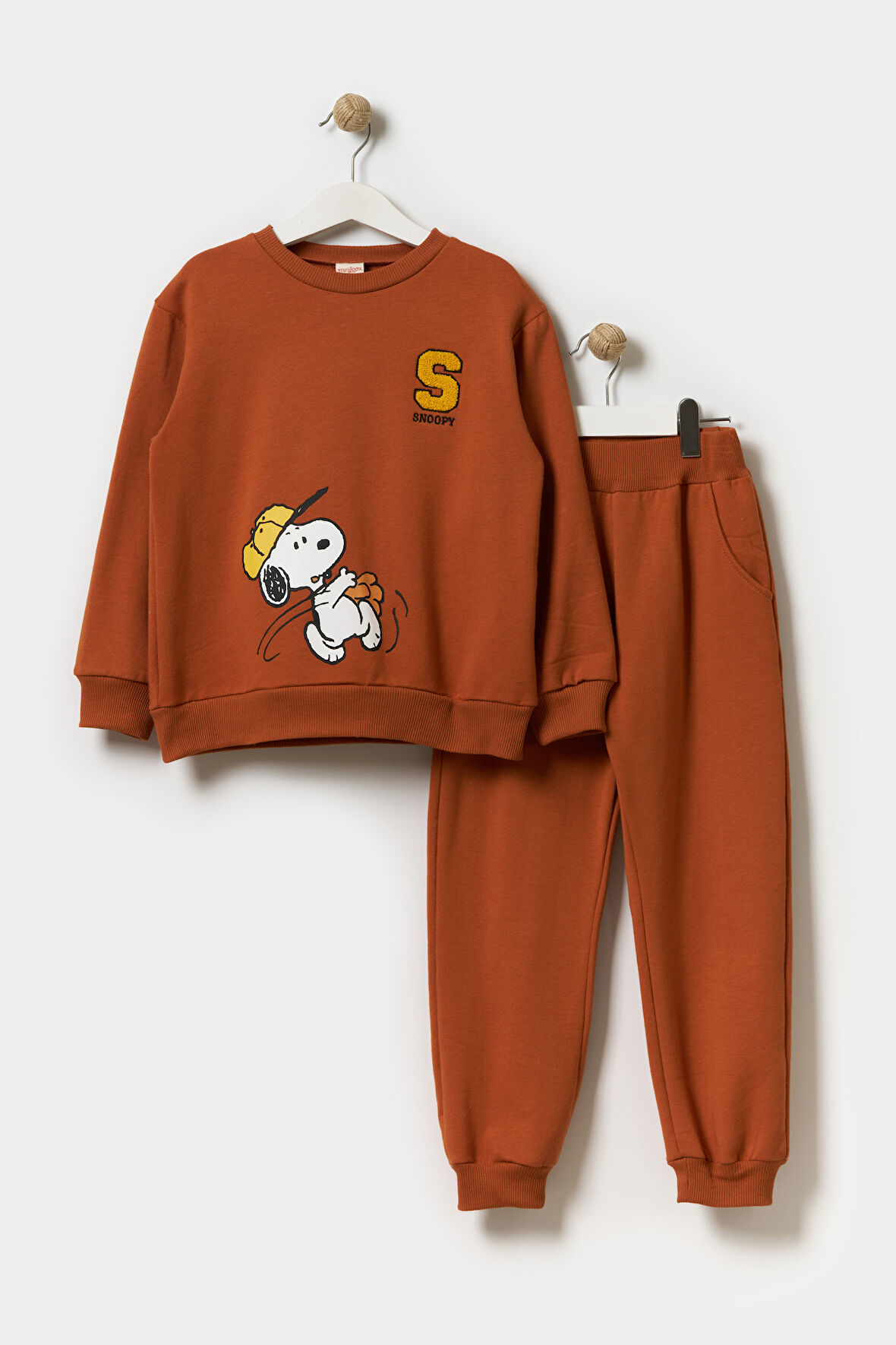 Erkek Çocuk 2 İplik Şardonlu Pamuklu Snoopy Oversize Eşofman Takımı