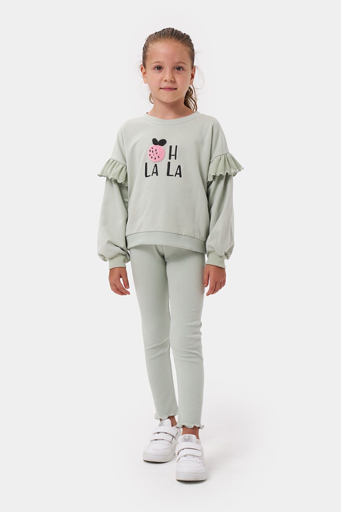 Oh LaLa Kız Çocuk Sweatshirt Ve Fitilli Tayt Pamuklu Alt Üst Takım