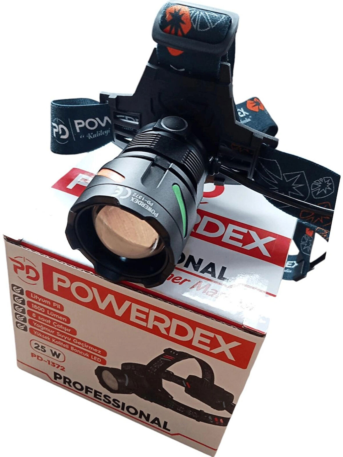 Pd-1372 Şarjl Edilebilir Pilli 25w Zoomlu Kafa Lambası