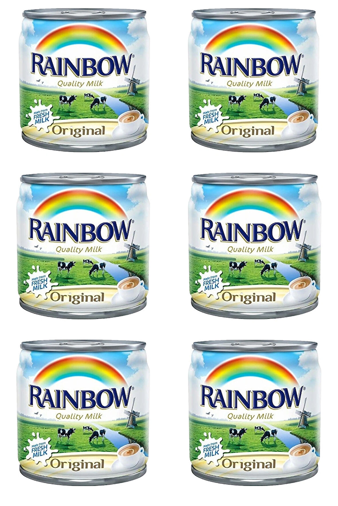 Rainbow Quality Milk Orijinal Evaporated Milk (Buharlaştırılmış Süt) 170 Gr x6 Adet