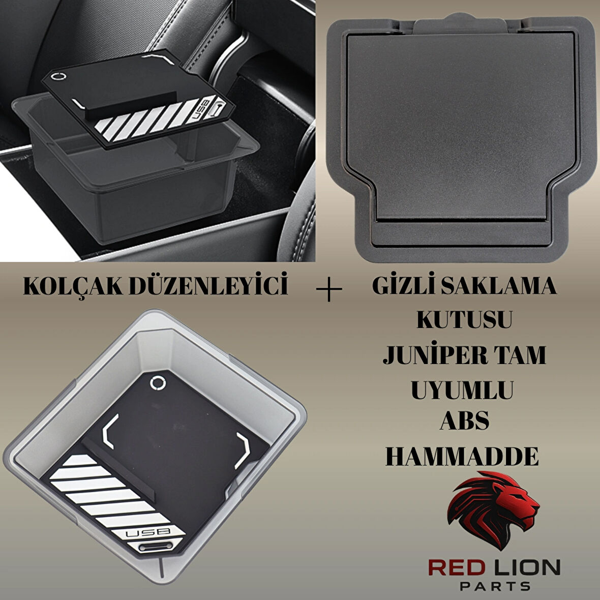 TESLA MODELY JUNİPER Kolçak Düzenleyici+Gizli Saklama Kutusu Set (2Parça)