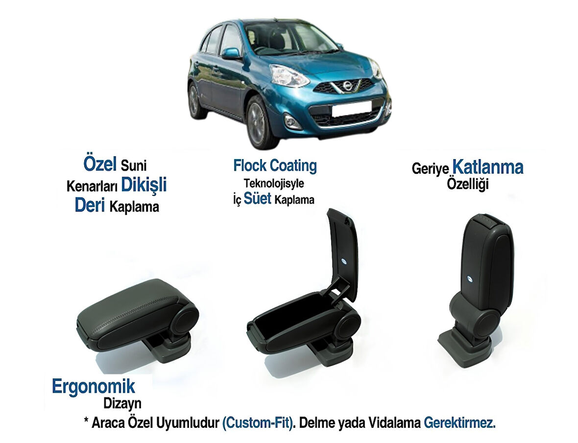 NİSSAN MICRA MARCH K13 ARACA ÖZEL KOL DAYAMA KOLÇAK VİDASIZ 2010 2011 2012 2013