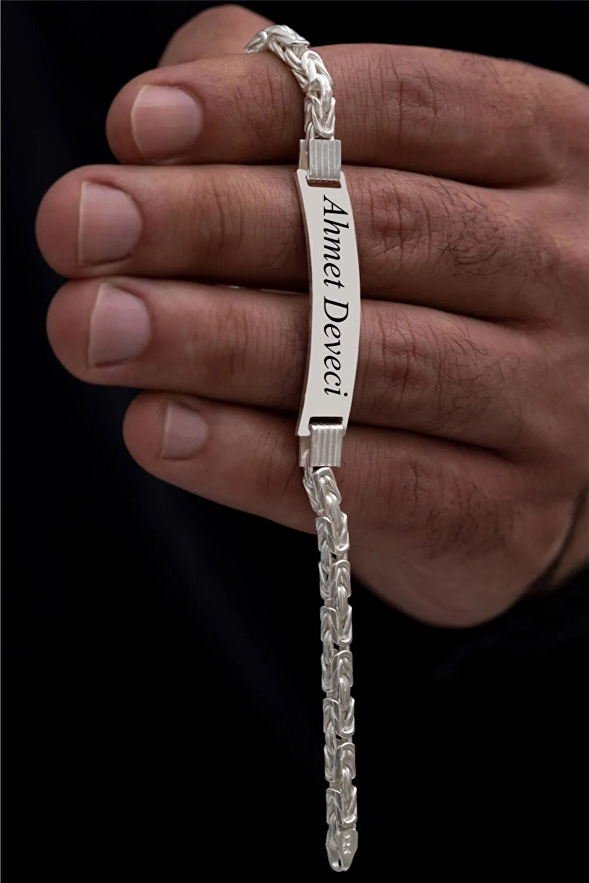 Erkek Bileklik Kalın Künye - Erkek Gümüş Bileklik Künye 925 Ayar Gümüş