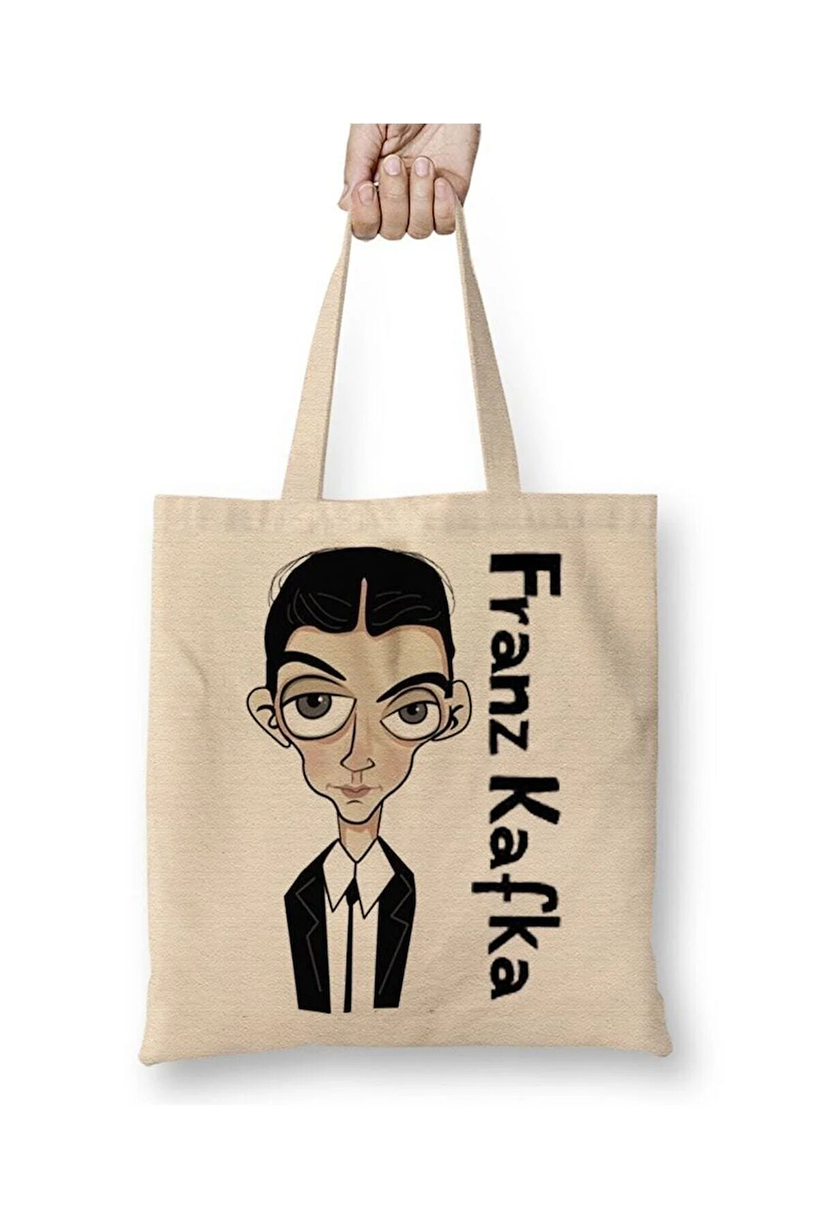 Franz Kafka Beyaz Bez Çanta Uzun Saplı Alışveriş Çantası Plaj Çantası