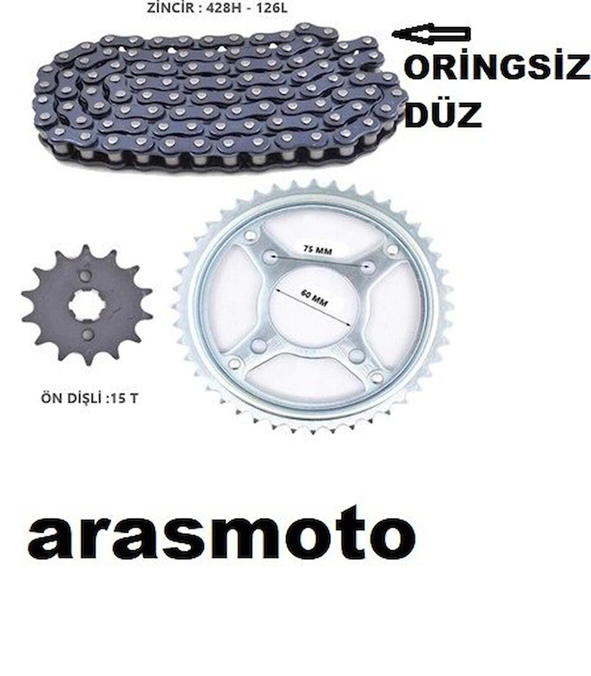 Honda Cbf 150 Oringsiz Zincir Dişli Seti Kaliteli 2007-17 -Arasmoto