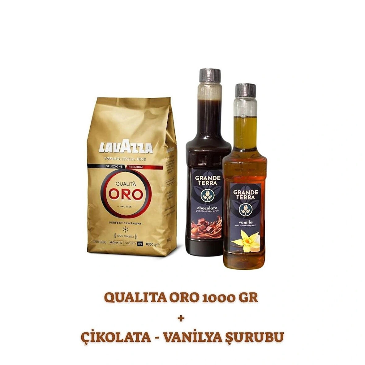  Lavazza Qualità Oro Kahve ve Grande Terra Çikolata ve Vanilya Şurup ( 2 x 750 ml) Seti