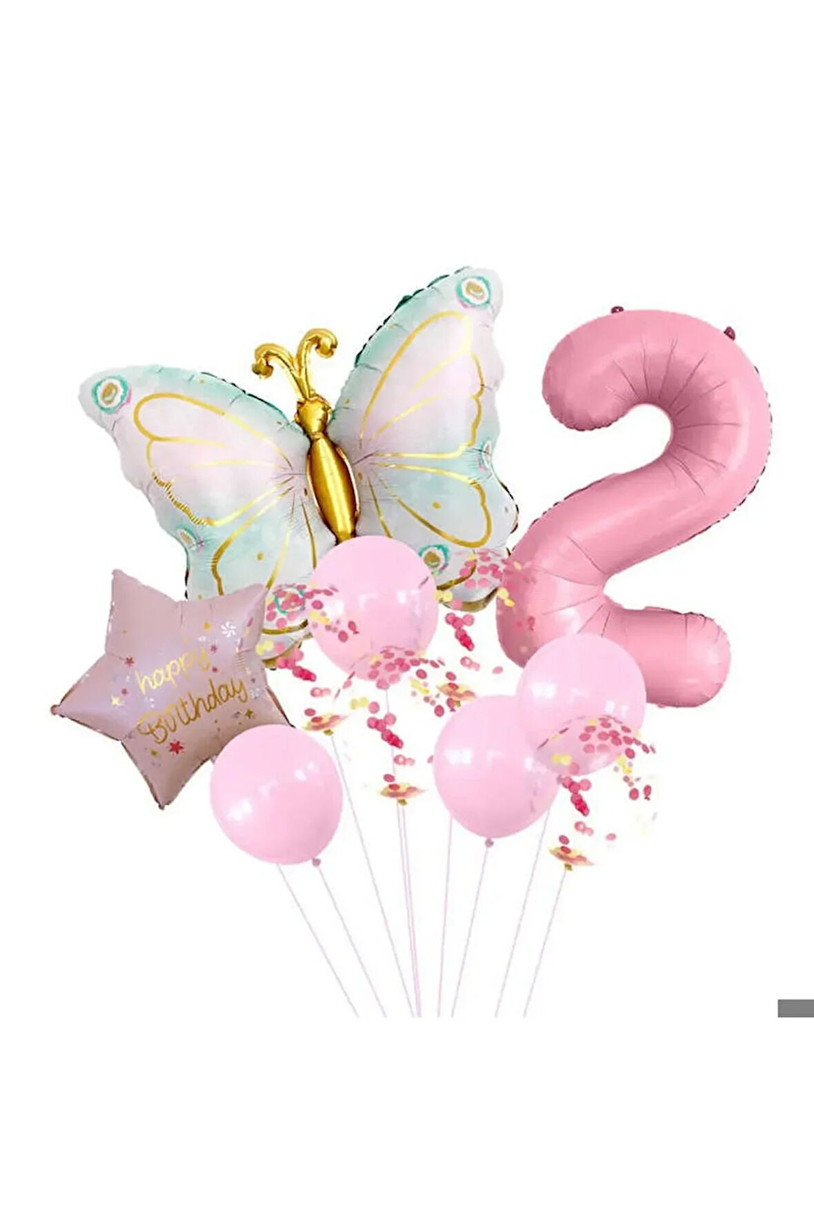 Pembe kelebek doğum günü parti yaş balon set