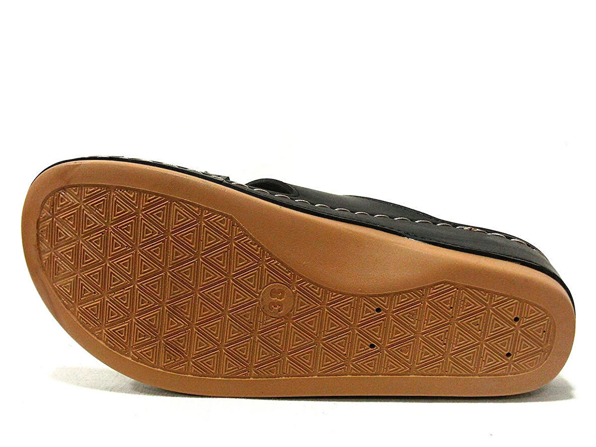 Gezer Siyah Taşlı Masaj Tabanlı Anatomik Comfort Terlik