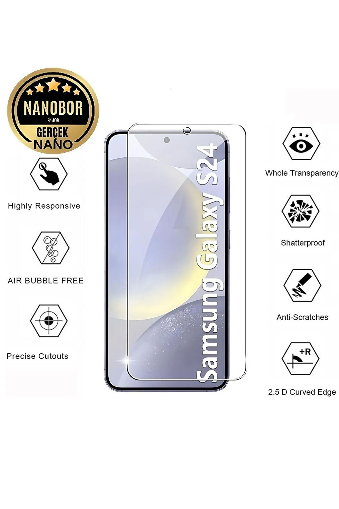 Samsung Galaxy S24 Nano Ekran Koruyucu Kırılmaz Cam - İnce ve Esnek