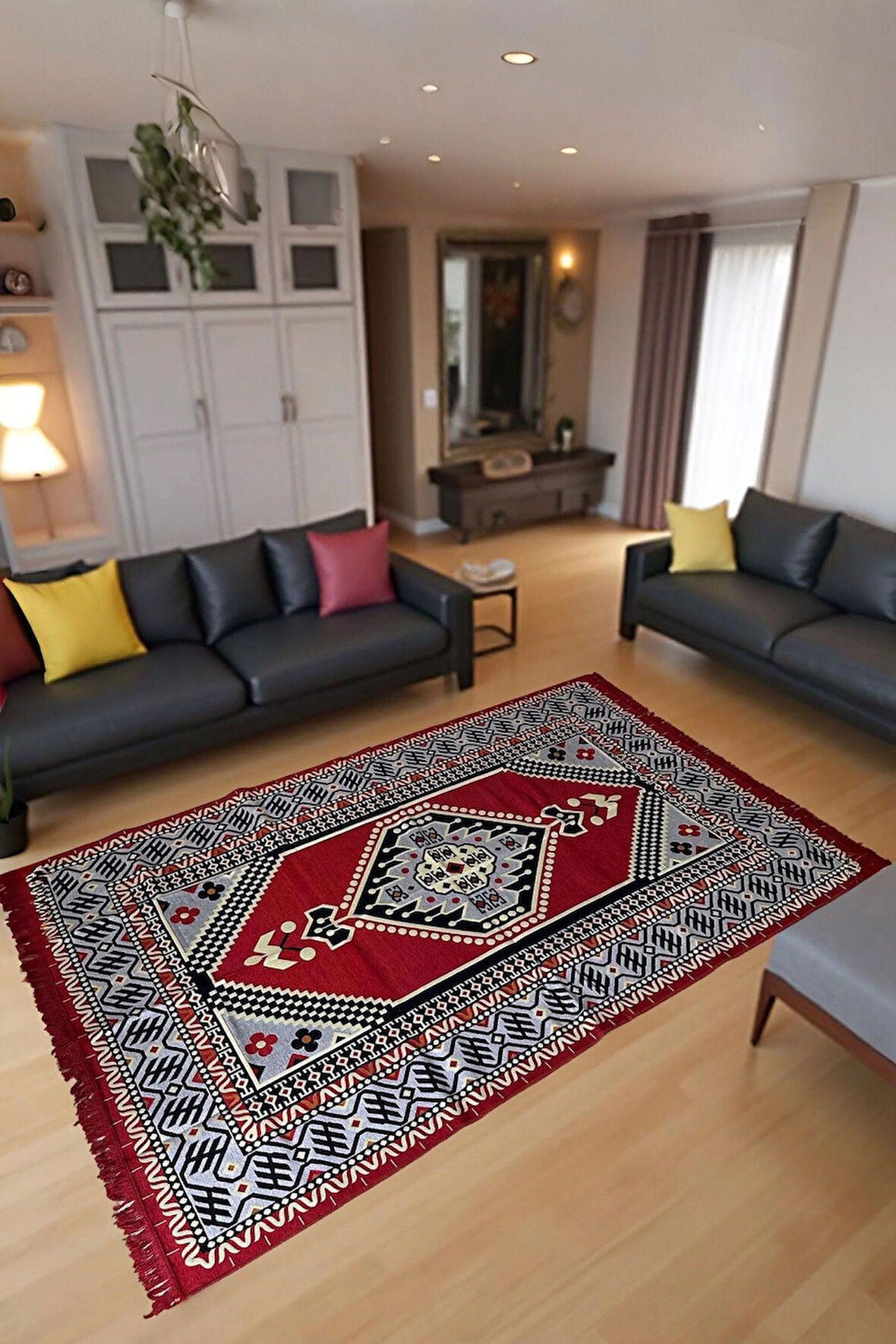 Şark Köşesi Kilim Halı Balkon ve Salon İçin Dekoratif Yıkanabilir Oturma Oda Halısı