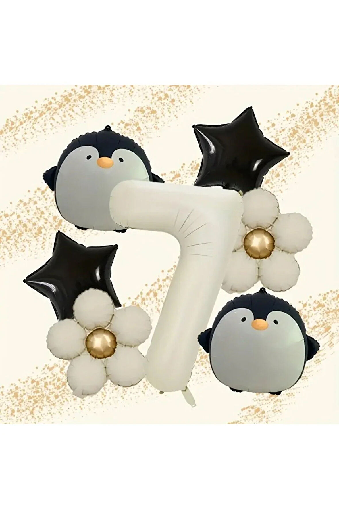 Penguen krem papatya Balon Seti