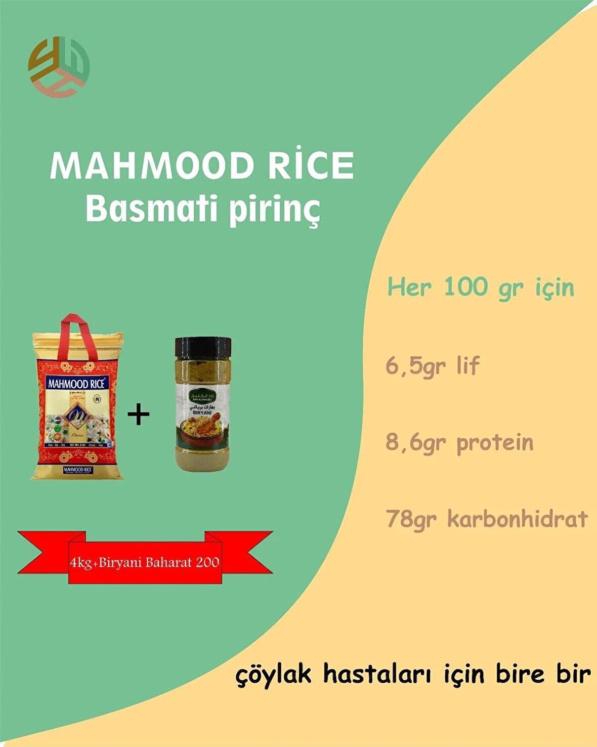 Mahmood Rıce Basmati Pirinç 4 Kg+ Zad Alkhaleej Baharat Biryani 200 Gr