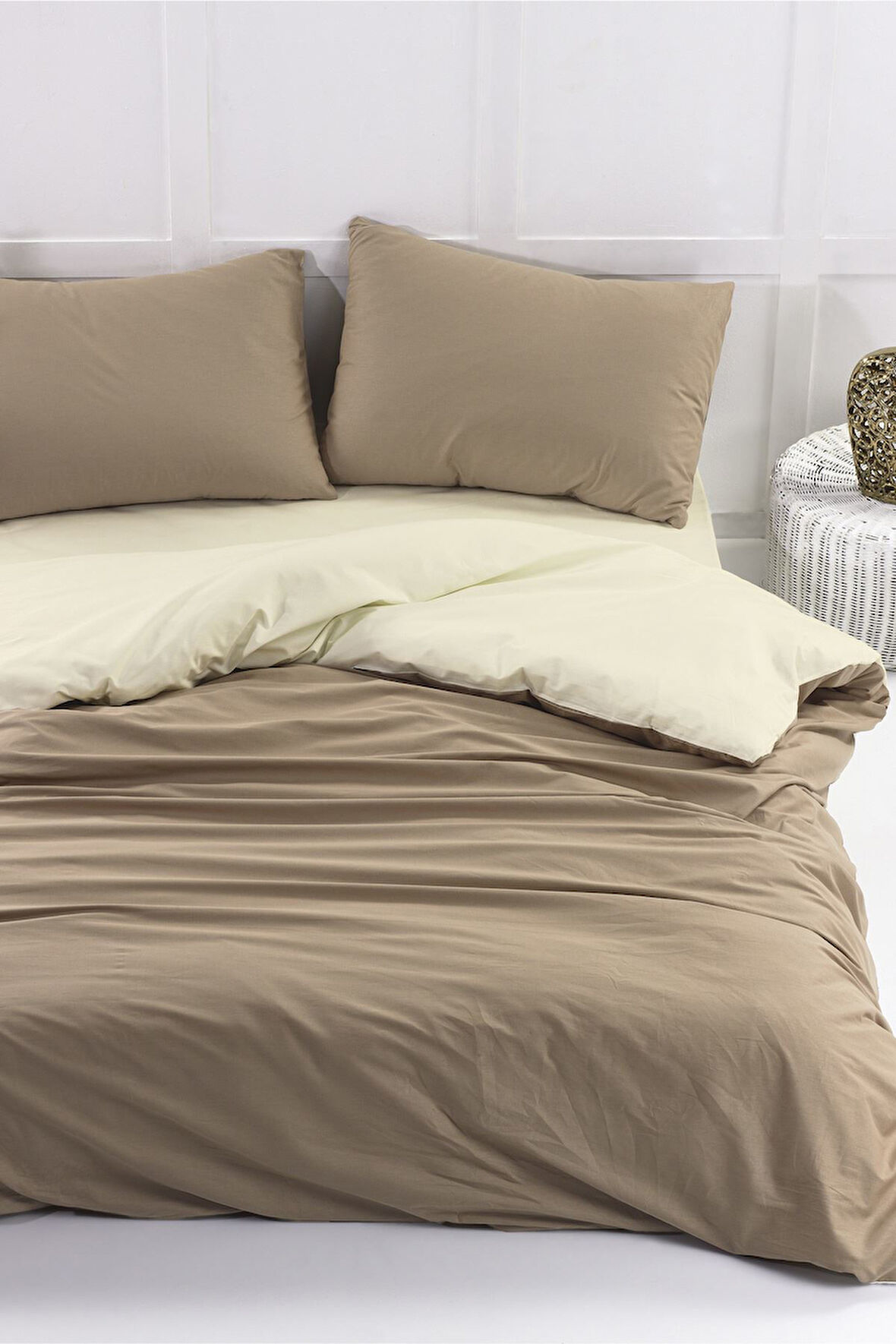 Aytunç Nefise %100 Pamuklu Çift Kişilik Kahverengi DoubleFace Nevresim Seti 200x220 cm