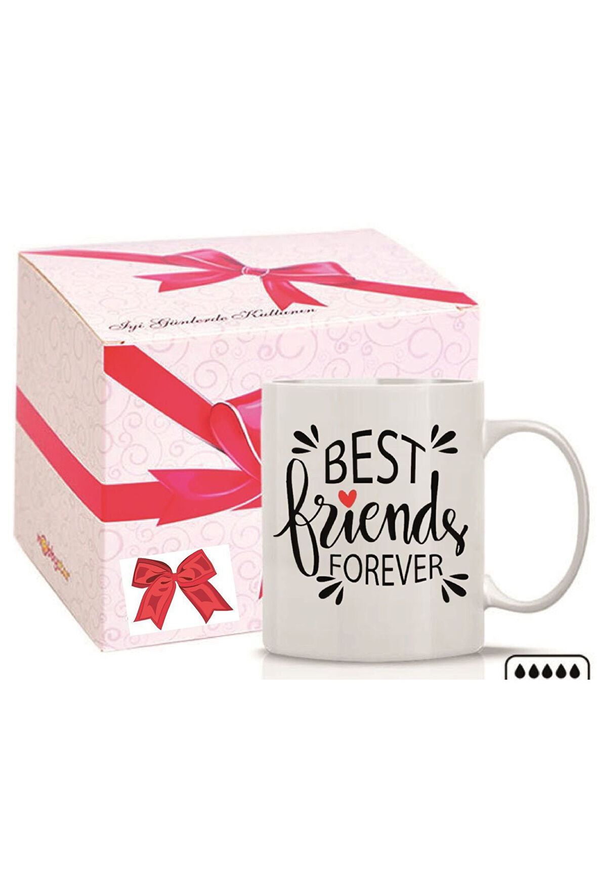 Kişiye Özel Best Friends Forever Renkli Kalp Kulp Süblimasyon Kaliteli Baskılı Porselen Kupa Bardak Düz Kulp