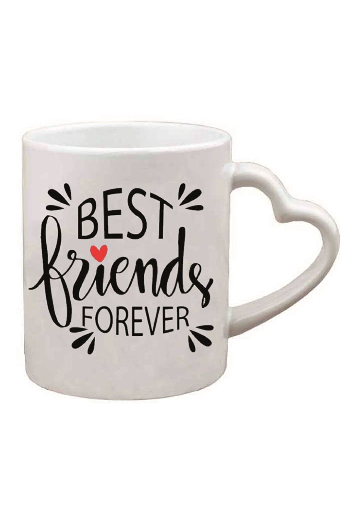 Kişiye Özel Best Friends Forever Renkli Kalp Kulp Süblimasyon Kaliteli Baskılı Porselen Kupa Bardak Kalpli
