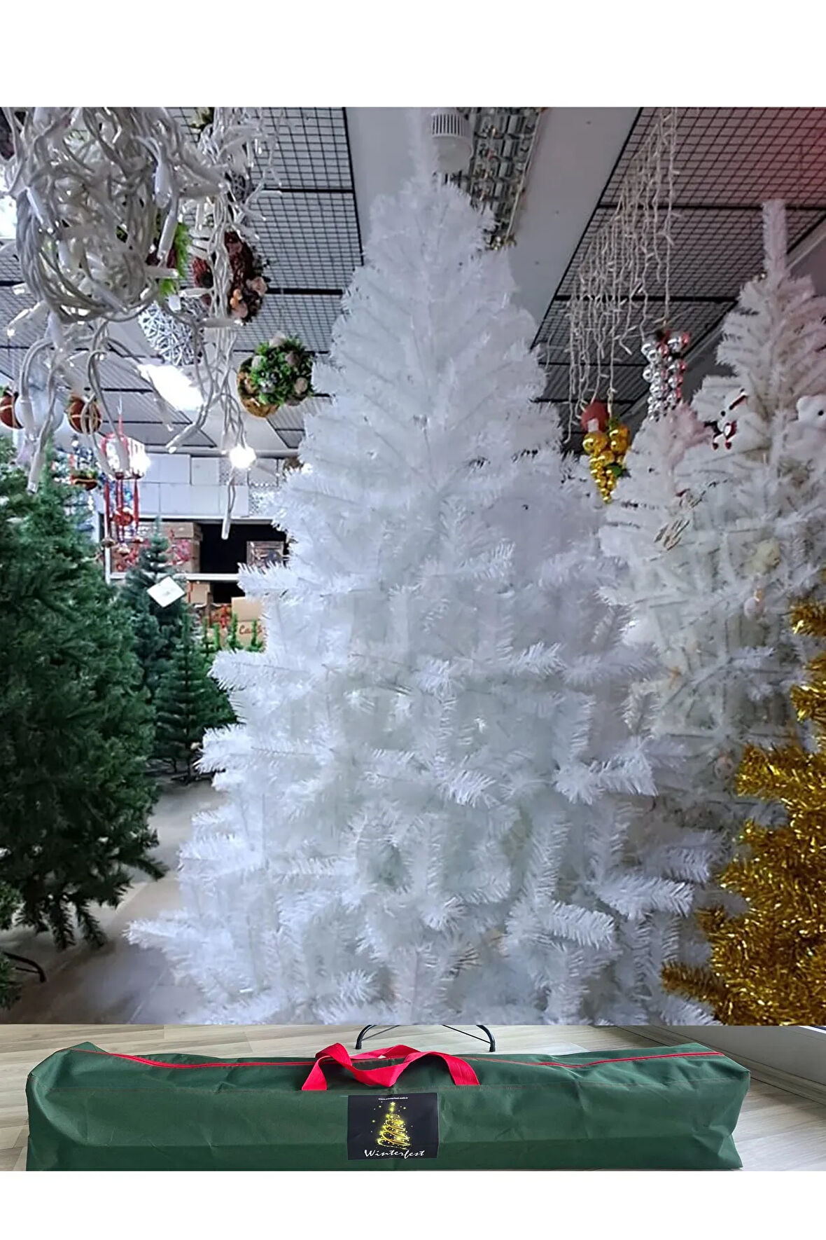 Beyaz Yılbaşı Ağacı 210 Cm 900 Gür Dallı VE ÇANTALI