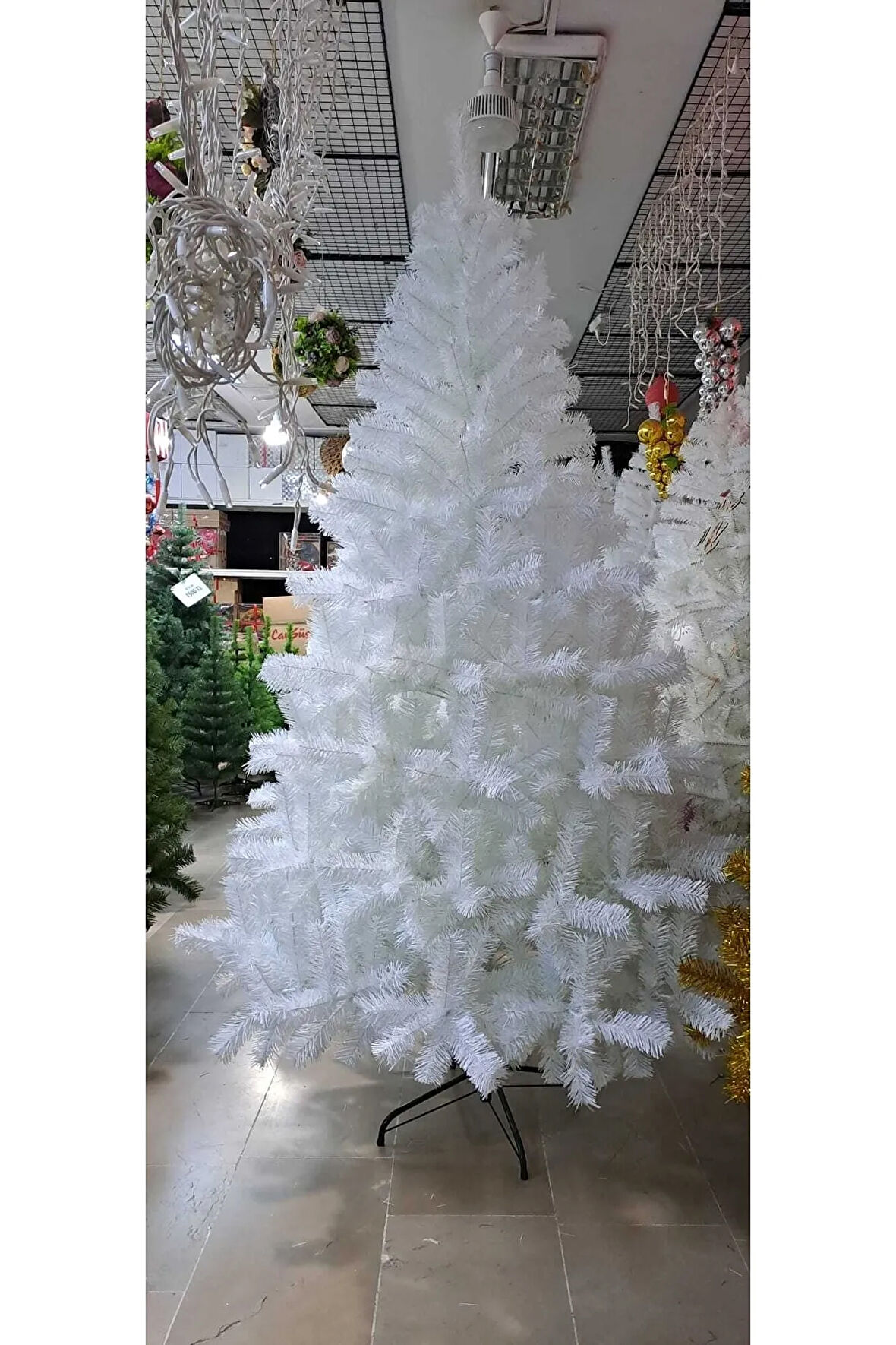 Beyaz 210 Cm 900 Dal Özel Yapım Yılbaşı Ağacı Gerçek Görsel