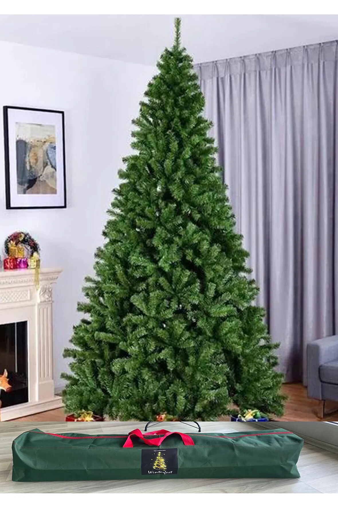 250 Cm Yılbaşı Çam Ağacı 1250 Adet Yoğun Dal Ve Taşıma Çantası